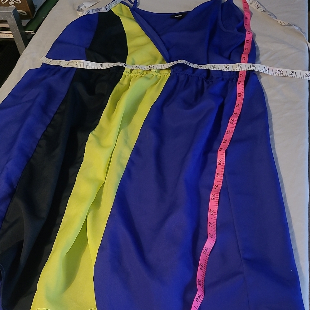 Mossimo Supply Co. Blue and Yellow Midi Dress